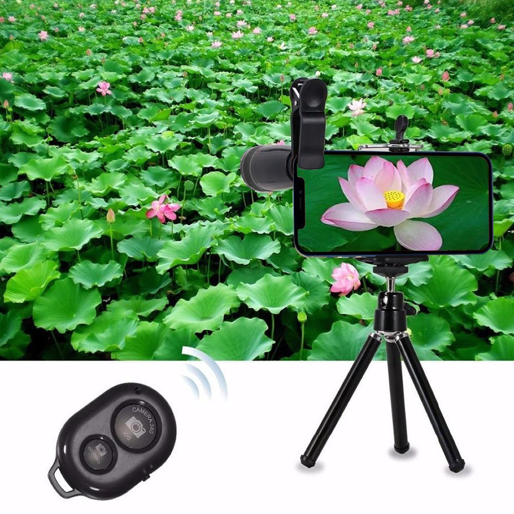 Smartphone Camera Lens Kit 11-in-1 – Wide Angle, Macro, Fisheye, 8x Zoom + Selfie Stick