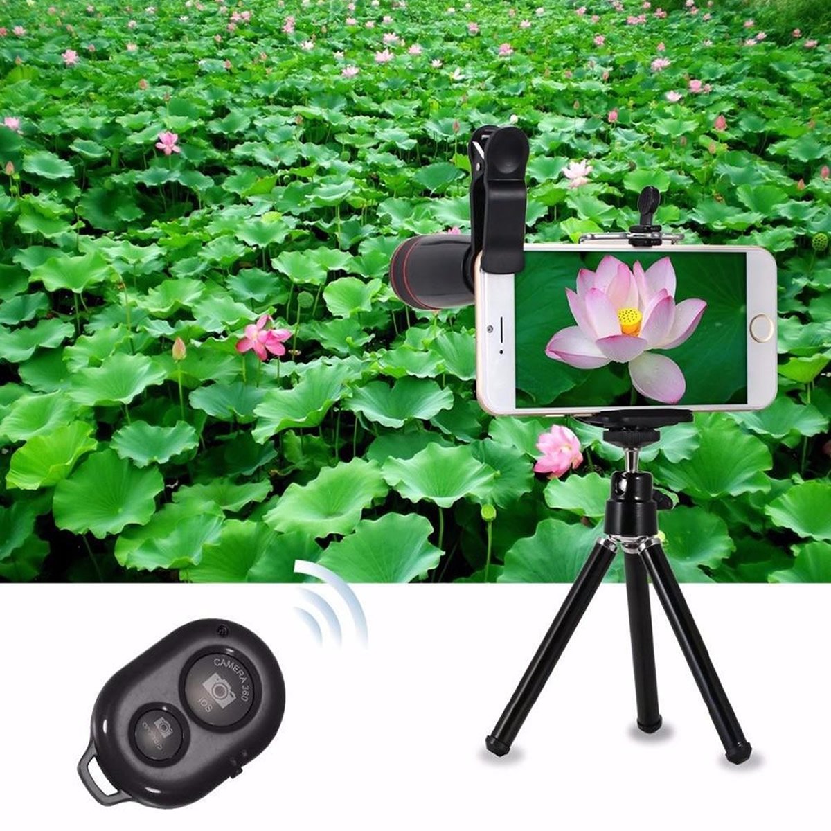 Smartphone Camera Lens Kit 11-in-1 – Wide Angle, Macro, Fisheye, 8x Zoom + Selfie Stick