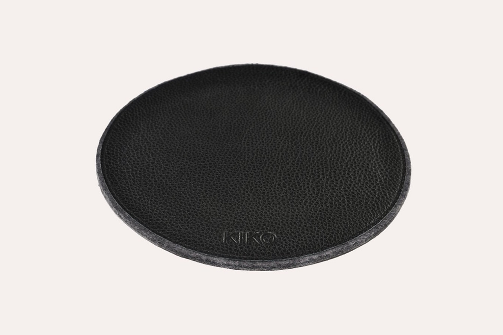 Leather & Wool Felt Circular Mouse Pad – 8.5" Tech Desk Pad