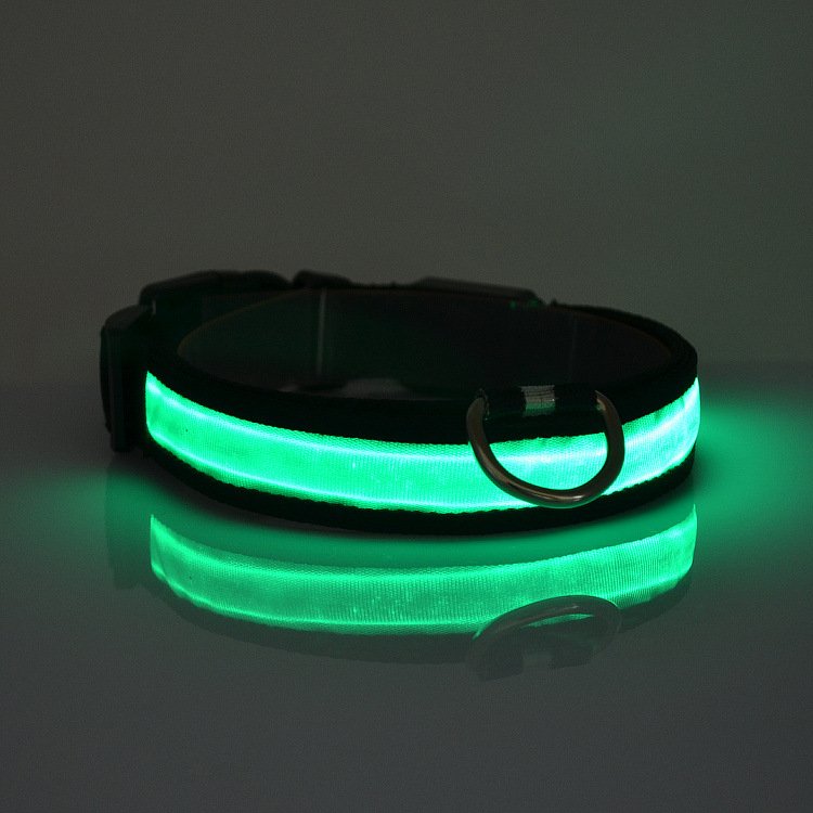 LED Light-Up Safety Dog Collar – Flashing Night Walking Collar, Sizes S–XL