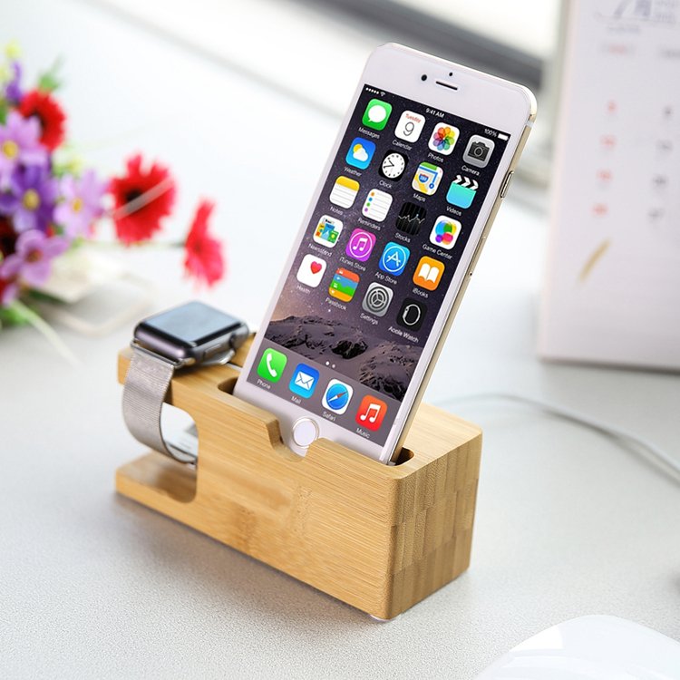 Bamboo 2-in-1 Apple Watch & iPhone Charging Stand Holder