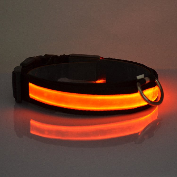 LED Light-Up Safety Dog Collar – Flashing Night Walking Collar, Sizes S–XL