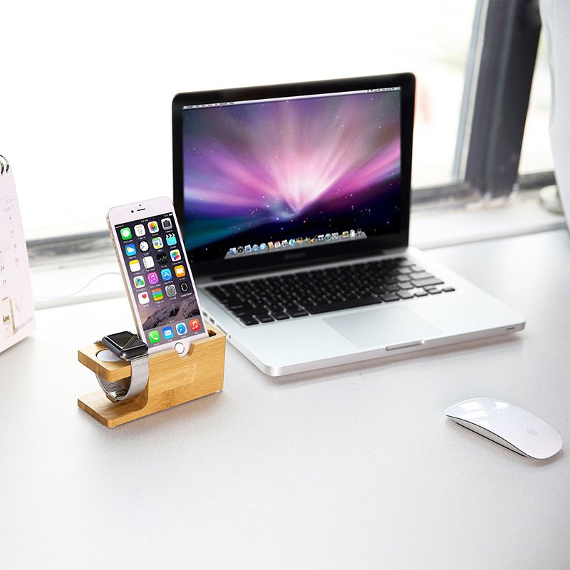 Bamboo 2-in-1 Apple Watch & iPhone Charging Stand Holder