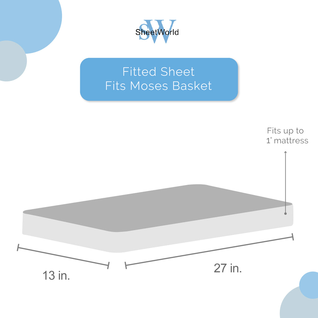 SheetWorld Fitted Moses Basket Sheet - 100% Cotton Woven - All Star