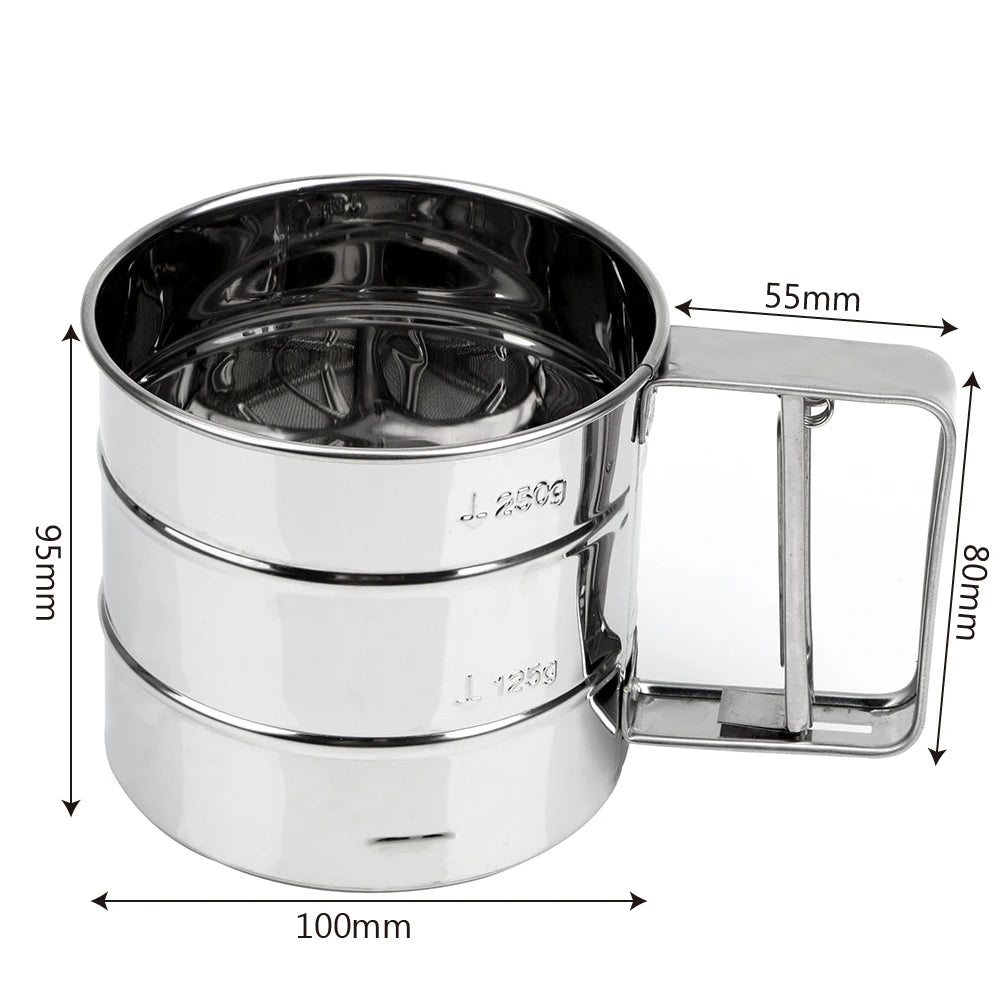 Stainless Steel Sieve Cup Baking Icing Sugar Shaker Bakeware Powder Flour Mesh Sifter Cup Pastry Baking Tools