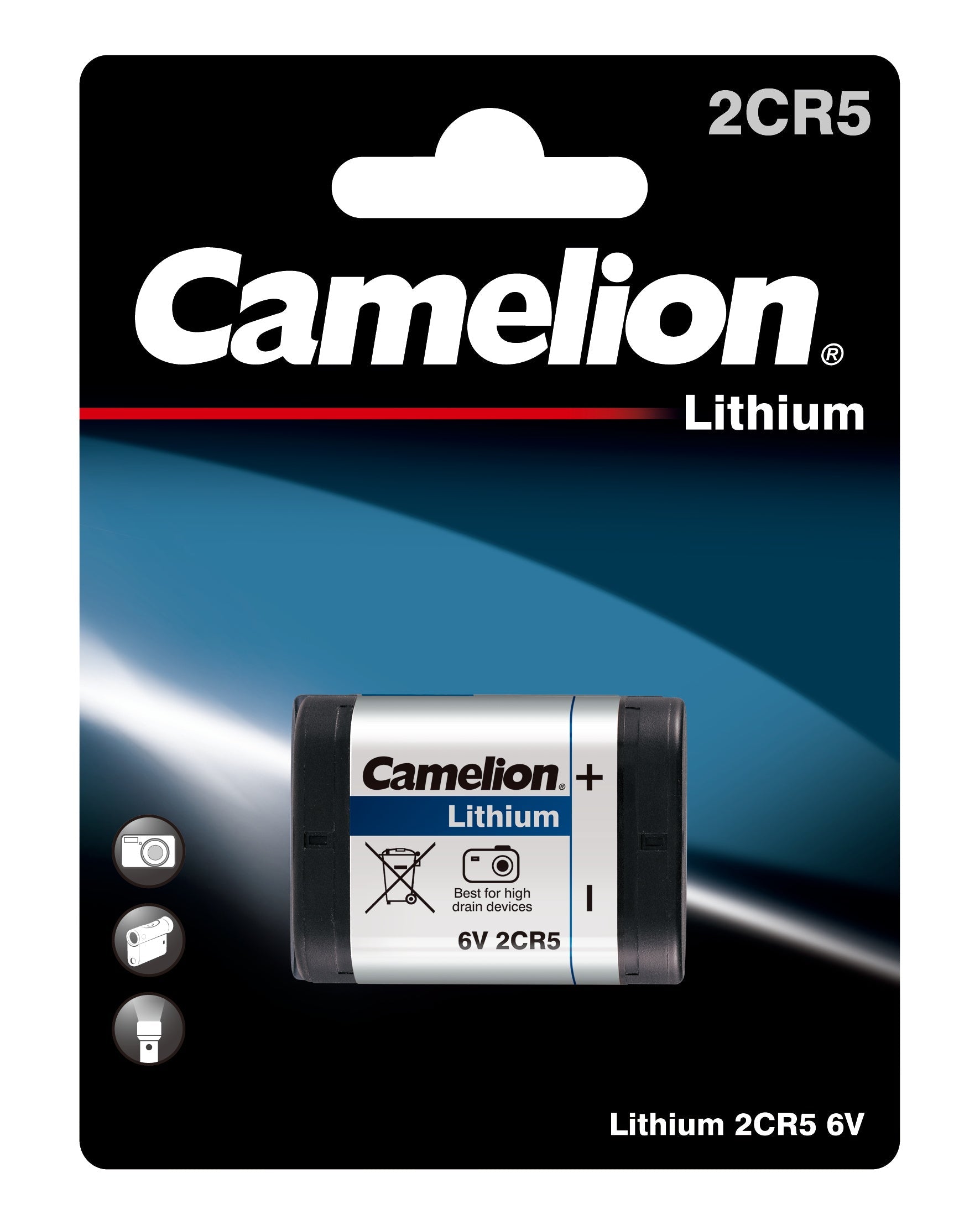 Camelion 2CR5 6V Lithium Primary Battery Blister 1Pk -
