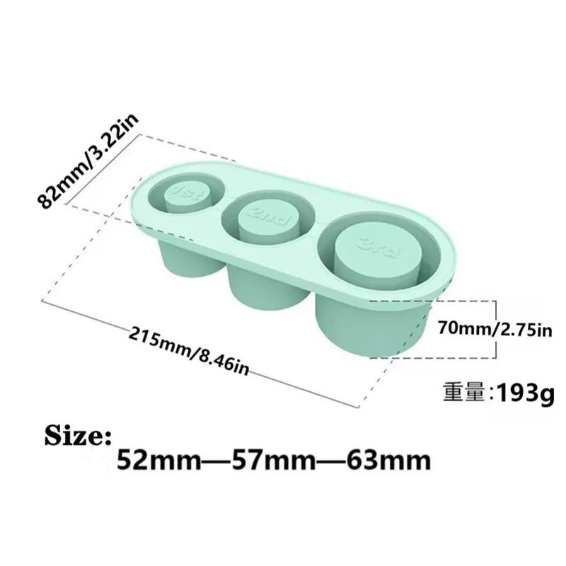 3-Grid Ice Cube Tray For Stanley 30/40 Oz Tumbler Cups Reusable Cylinder Silicone Ice Cube Molds With Lid For Drink Juice Coffee