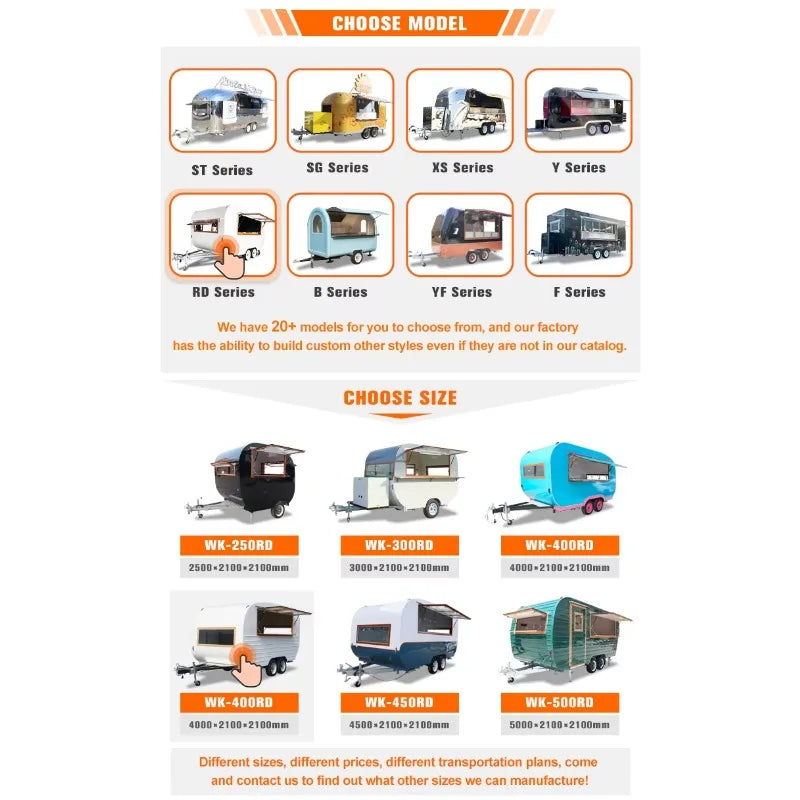 Top Selling Mobile Kitchen Food Carts and Food Ice Cream Pizza Coffee Trailer Truck Hot Sale
