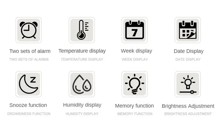 Large Digital Wall Clock Temperature and Humidity Week Display Brightness Adjustable Electronic LED Table Alarm Clock 12/24H