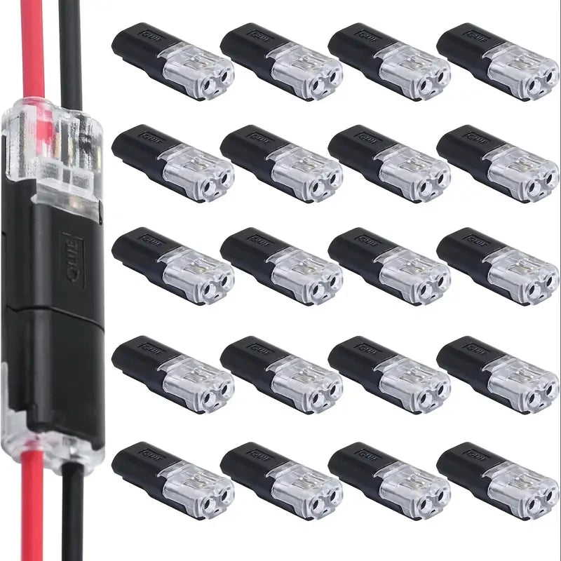 20/50/100 Pack of H2 2-Pin Pluggable Wire Connectors, Nylon Insulated