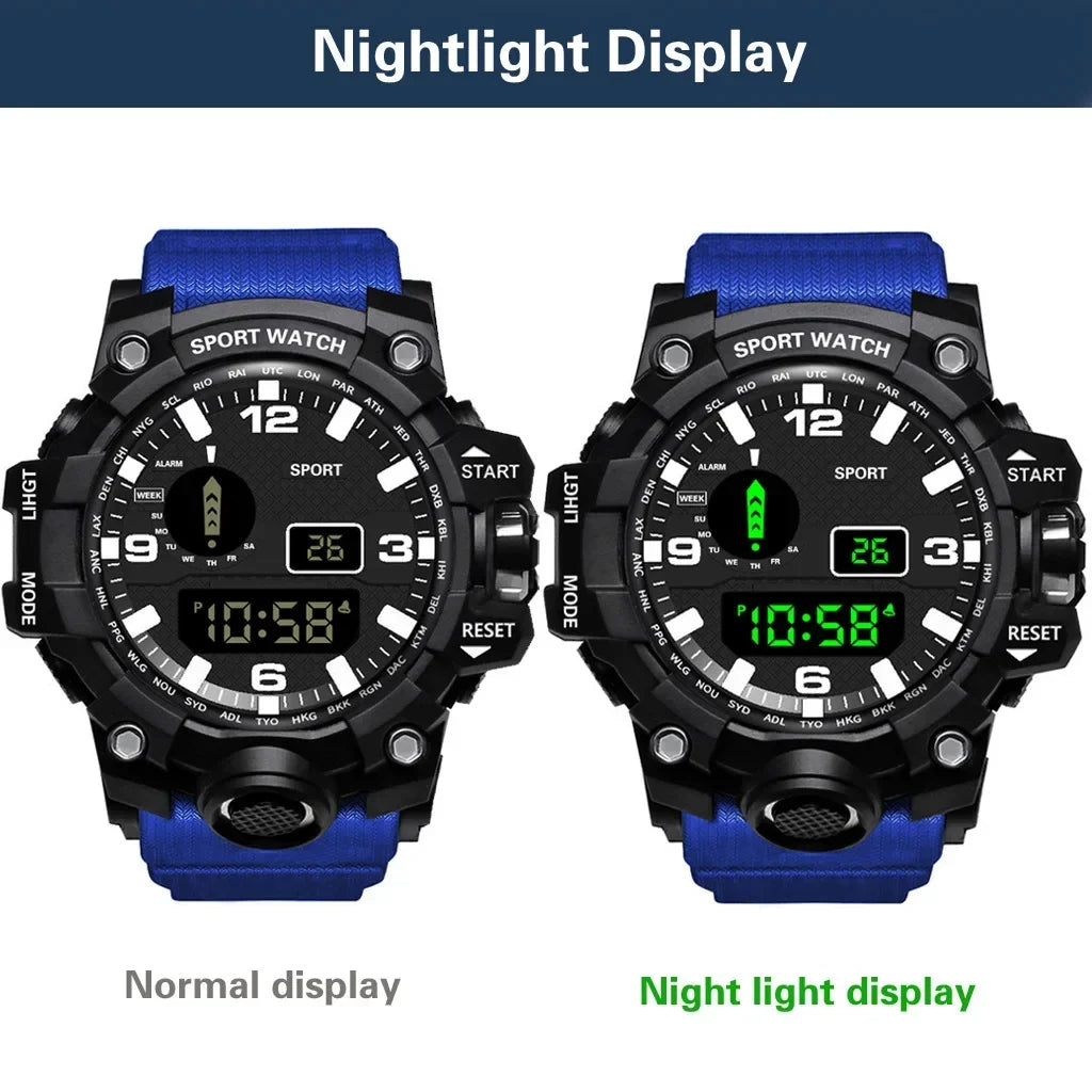 YIKAZE Men's Watch LED Digital Men Sport Watches Fitness Electronic