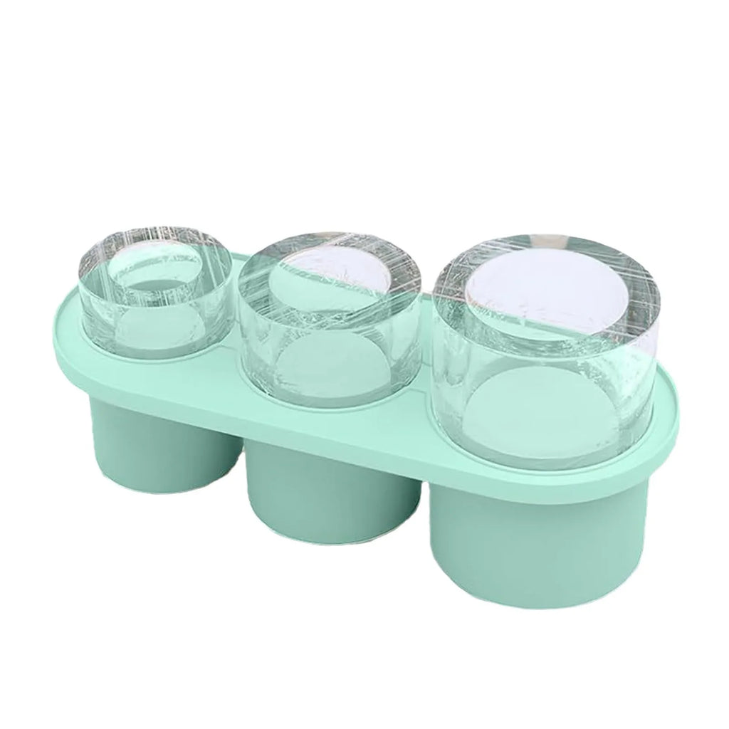 3-Grid Ice Cube Tray For Stanley 30/40 Oz Tumbler Cups Reusable Cylinder Silicone Ice Cube Molds With Lid For Drink Juice Coffee