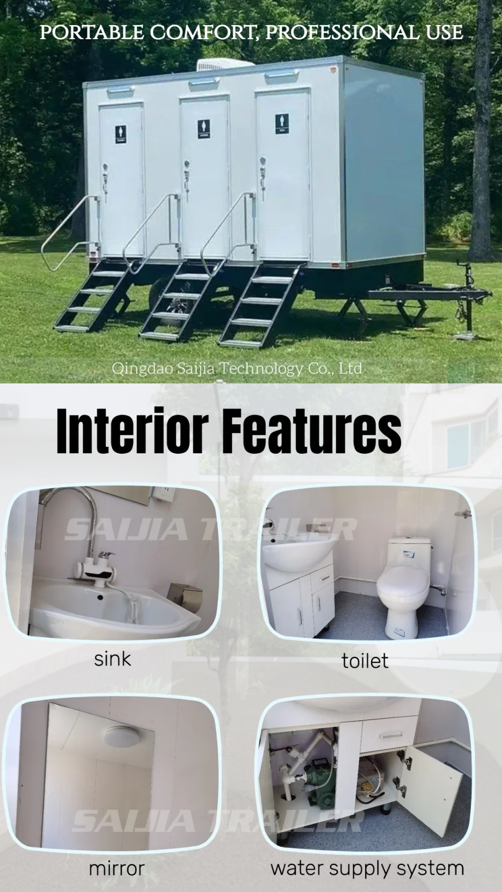 Hot Selling  Portable Toilet Trailer for Park Camping and Modern Design Outdoor Activities Mobile Toilet