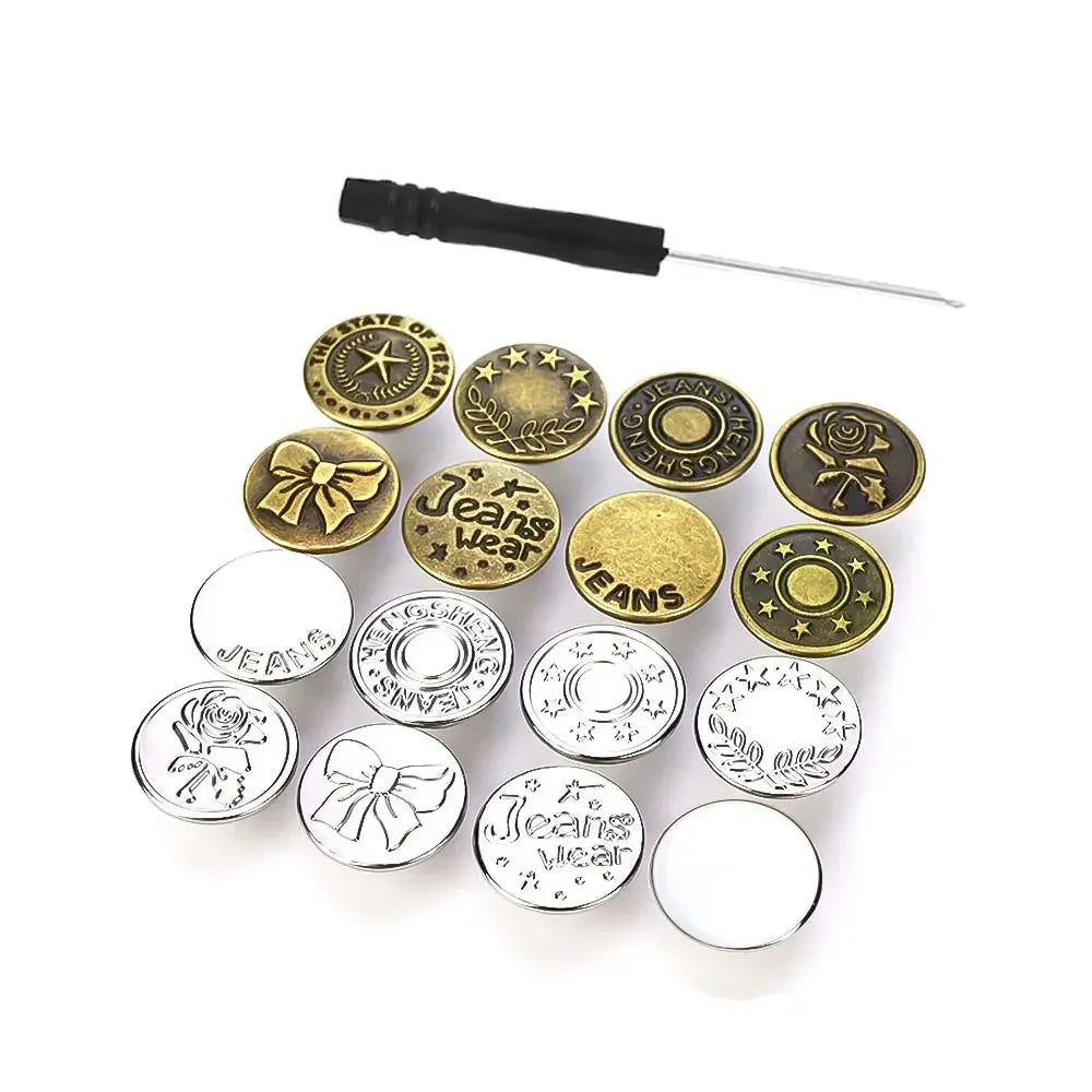 10pcs/Pack 17mm Adjustable Nail-Free Jeans Waist Extender Buttons