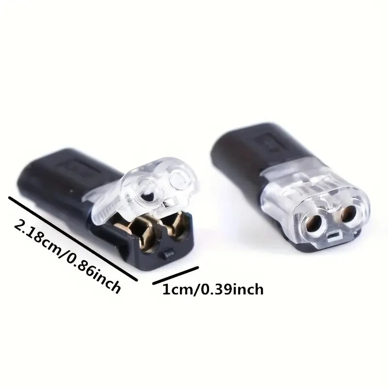 20/50/100 Pack of H2 2-Pin Pluggable Wire Connectors, Nylon Insulated
