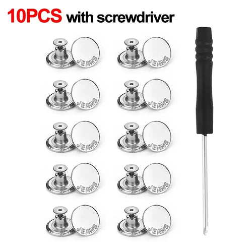 10pcs/Pack 17mm Adjustable Nail-Free Jeans Waist Extender Buttons