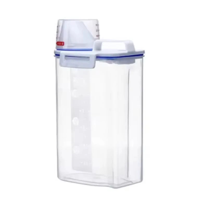 【Hot sales】1pc Rice And Grains Food Storage Canister With Measuring Cup, Storage Canister With Measuring Cu