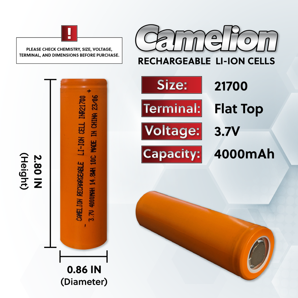 Camelion 21700 4000mAh Li-Ion Protected Cell - Rechargeable Battery