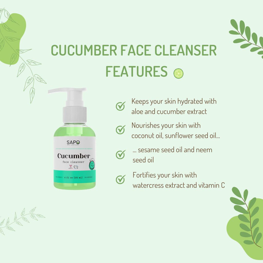Sapo All Natural Cucumber Aloe Vera Hydrating Face Cleanser, 4 oz