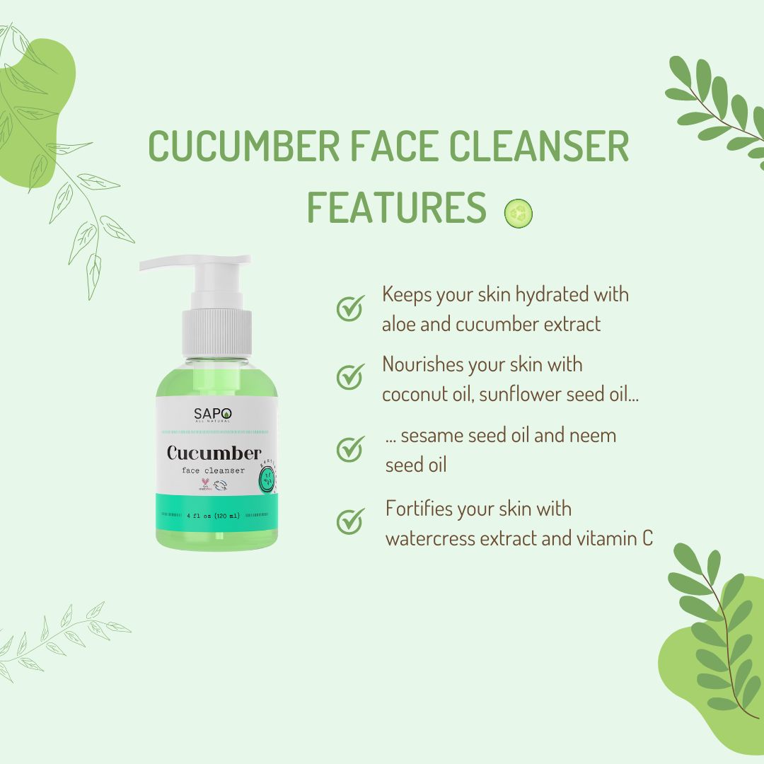 Sapo All Natural Cucumber Aloe Vera Hydrating Face Cleanser, 4 oz