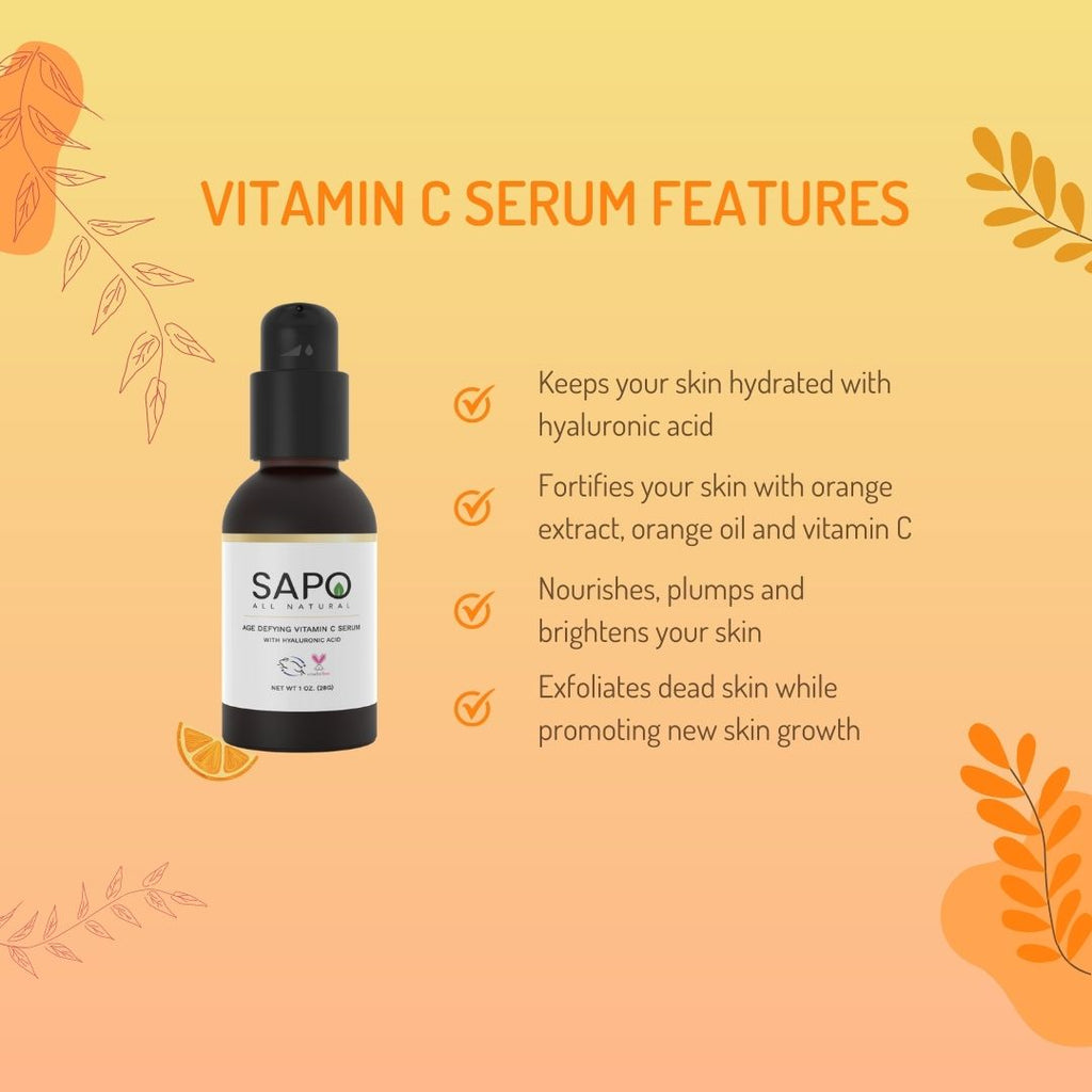 Sapo All Natural Vitamin C Hyaluronic Acid Face Serum, 1 oz