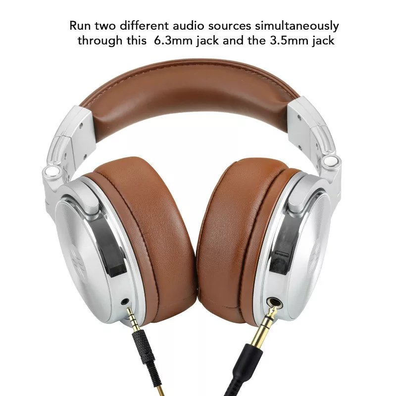 DJ Pro Over-Ear Headphones – 50mm Drivers, Foldable, Wired with Mic, 6.3mm & 3.5mm