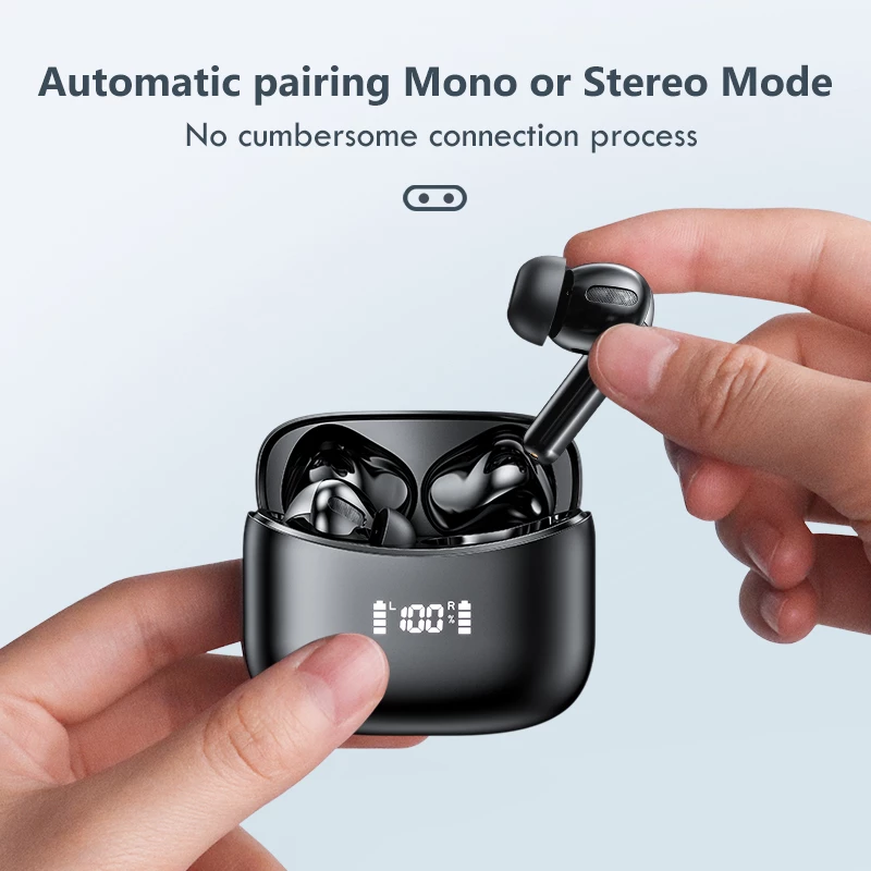 LED TWS Bluetooth 5.0 Earbuds – IPX5 Waterproof, CVC 8.0 Noise Reduction, 9D Sound