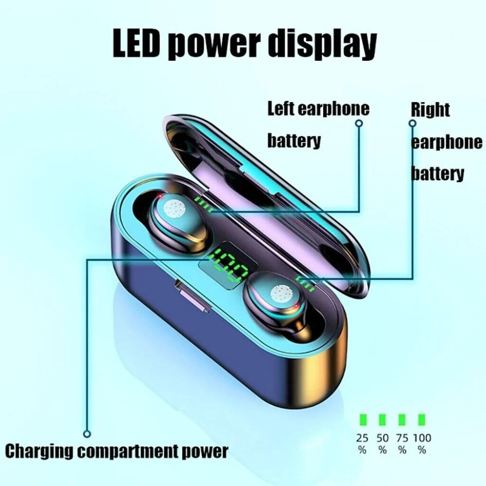 Bluetooth 5.0 Wireless Earbuds with Charging Case Power Bank – IPX7 Waterproof, CVC 8.0 Noise Cancelling