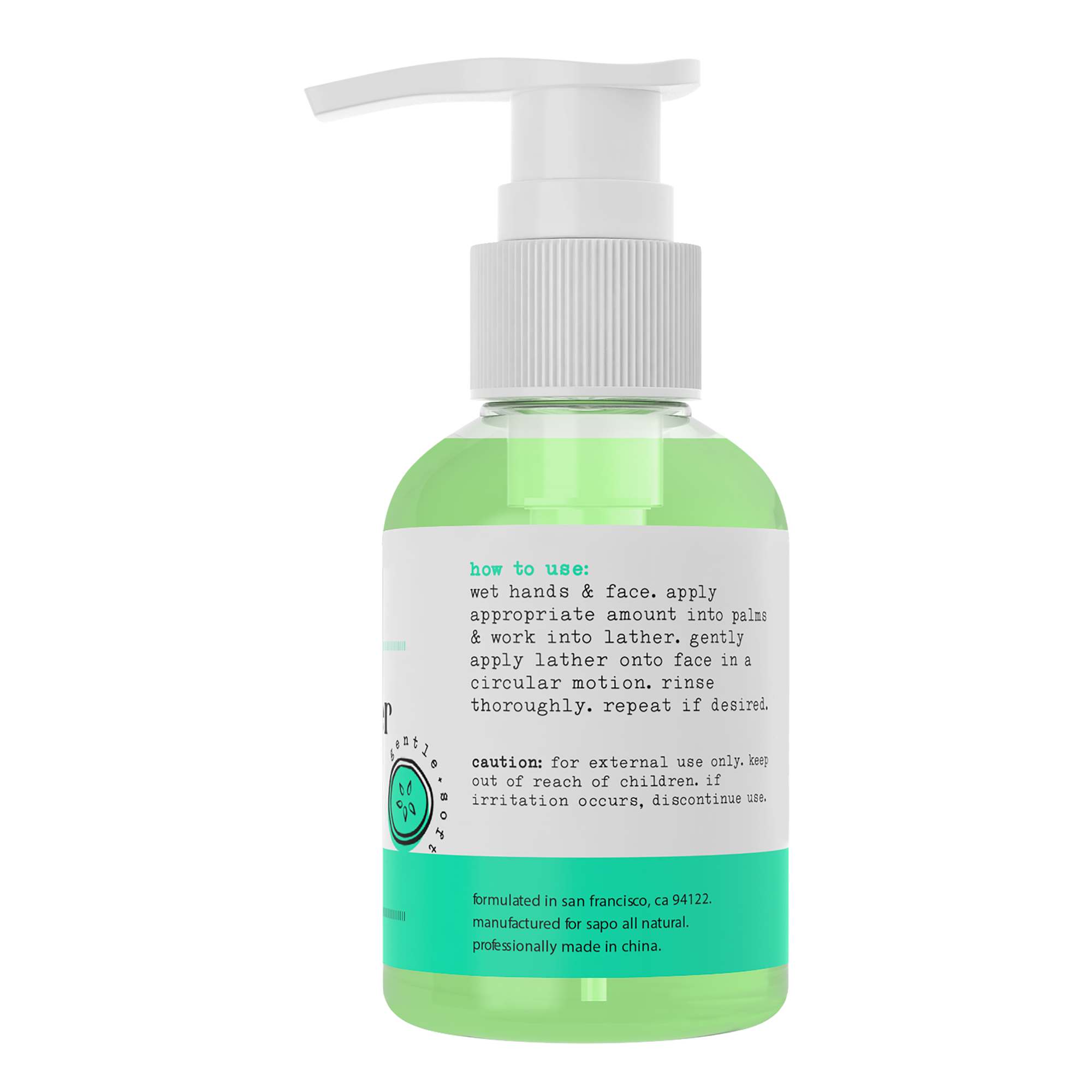 Sapo All Natural Cucumber Aloe Vera Hydrating Face Cleanser, 4 oz
