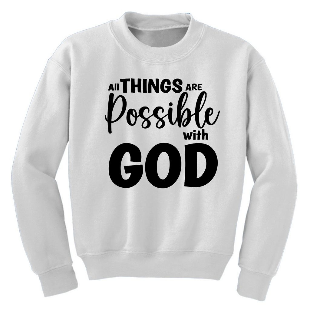 Youth Graphic Sweatshirt All Things are Possible with God - Black