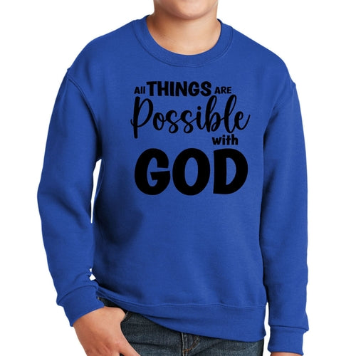 Youth Graphic Sweatshirt All Things are Possible with God - Black