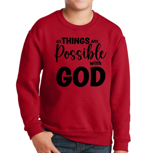 Youth Graphic Sweatshirt All Things are Possible with God - Black